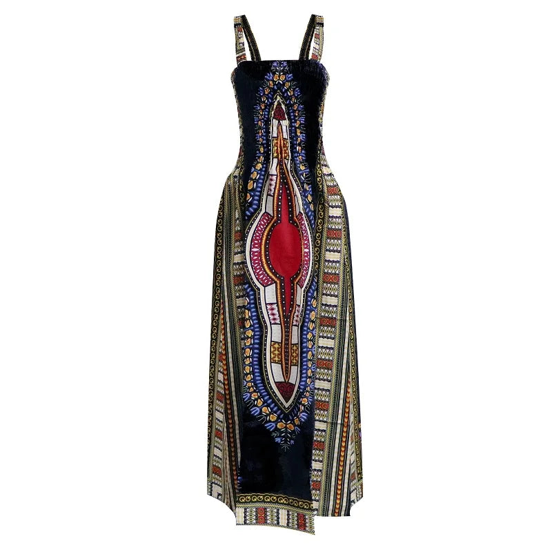 Robe africaine pour femme – Robe d’été Dashiki dos nu, décontractée et sexy, idéale pour la plage et les vacances