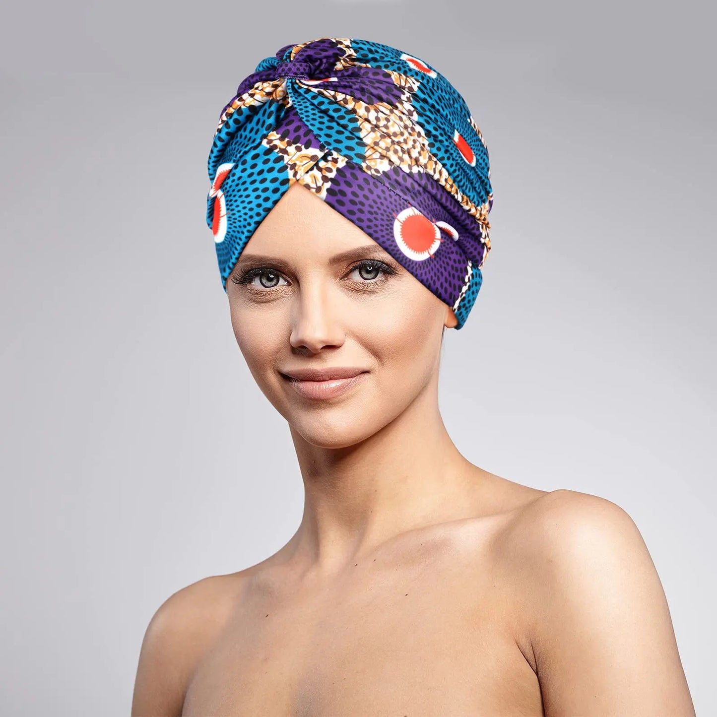 Turban africain imprimé pour femme – Bonnet doux et extensible, style torsadé et plissé, couvre-tête confortable (idéal comme bonnet chimio)