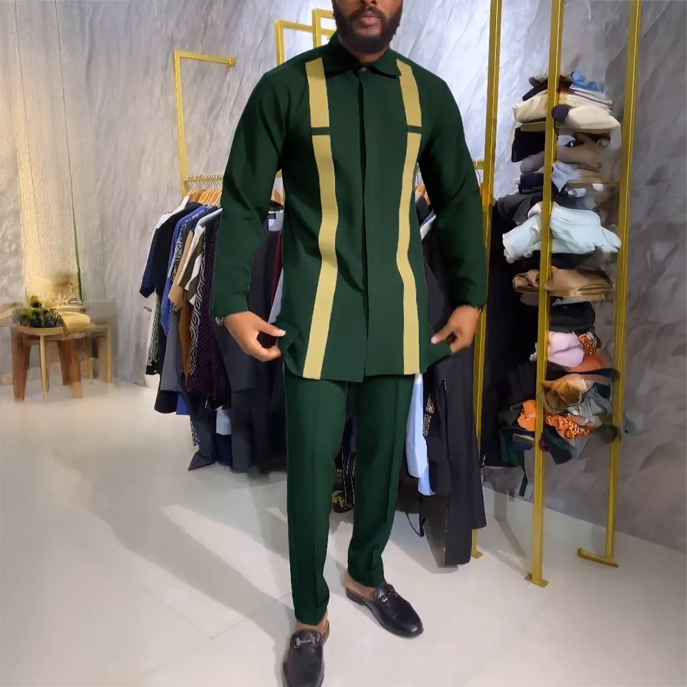 Tenue traditionnelle africaine pour homme – Ensemble Dashiki 2 pièces style ethnique, tunique et pantalon, kaftan de créateur