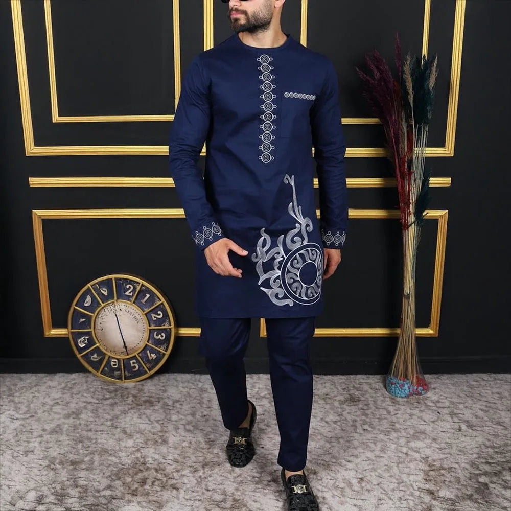 Tenue traditionnelle africaine pour homme – Ensemble Dashiki 2 pièces style ethnique, tunique et pantalon, kaftan de créateur
