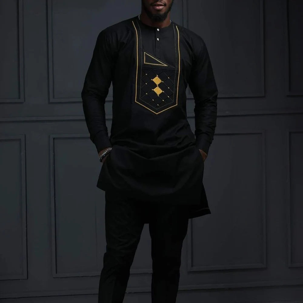 Tenue traditionnelle africaine pour homme – Ensemble Dashiki 2 pièces style ethnique, tunique et pantalon, kaftan de créateur