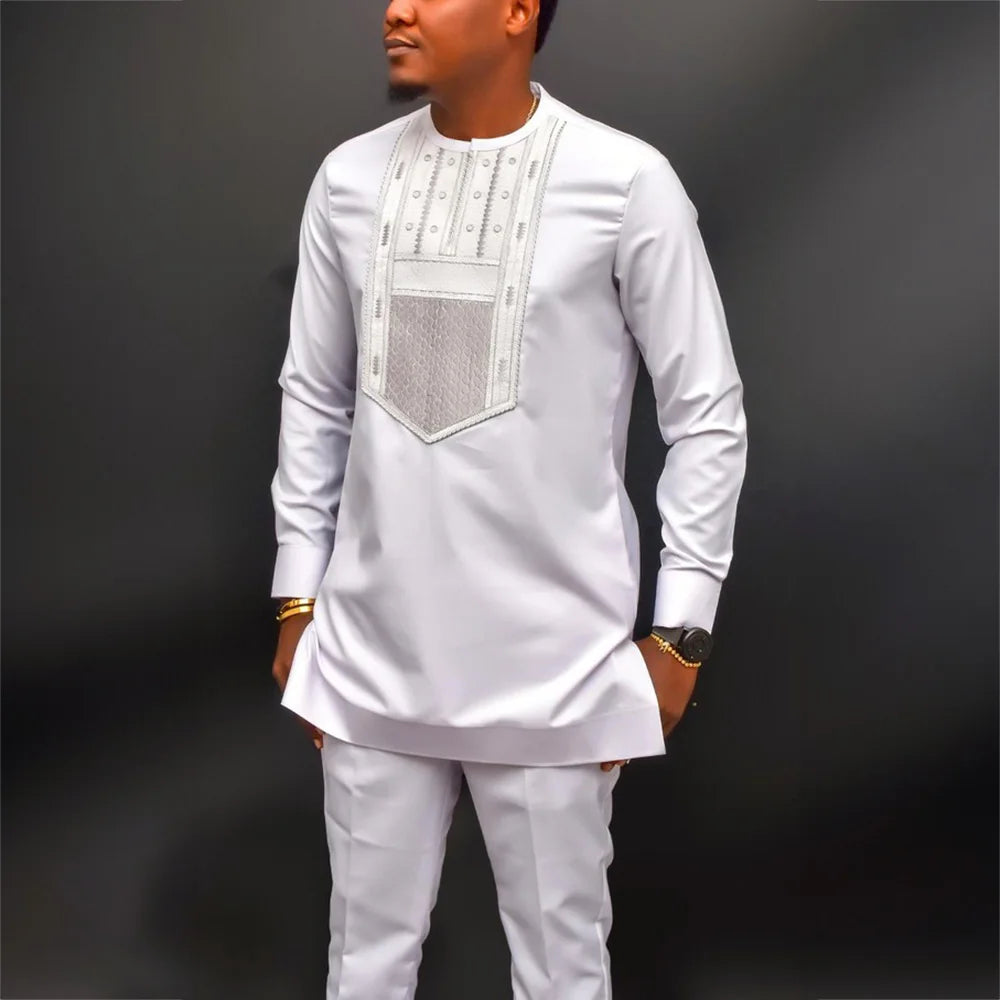 Tenue traditionnelle africaine pour homme – Ensemble Dashiki 2 pièces style ethnique, tunique et pantalon, kaftan de créateur