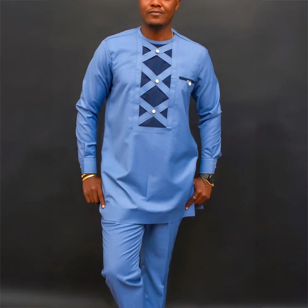 Tenue traditionnelle africaine pour homme – Ensemble Dashiki 2 pièces style ethnique, tunique et pantalon, kaftan de créateur