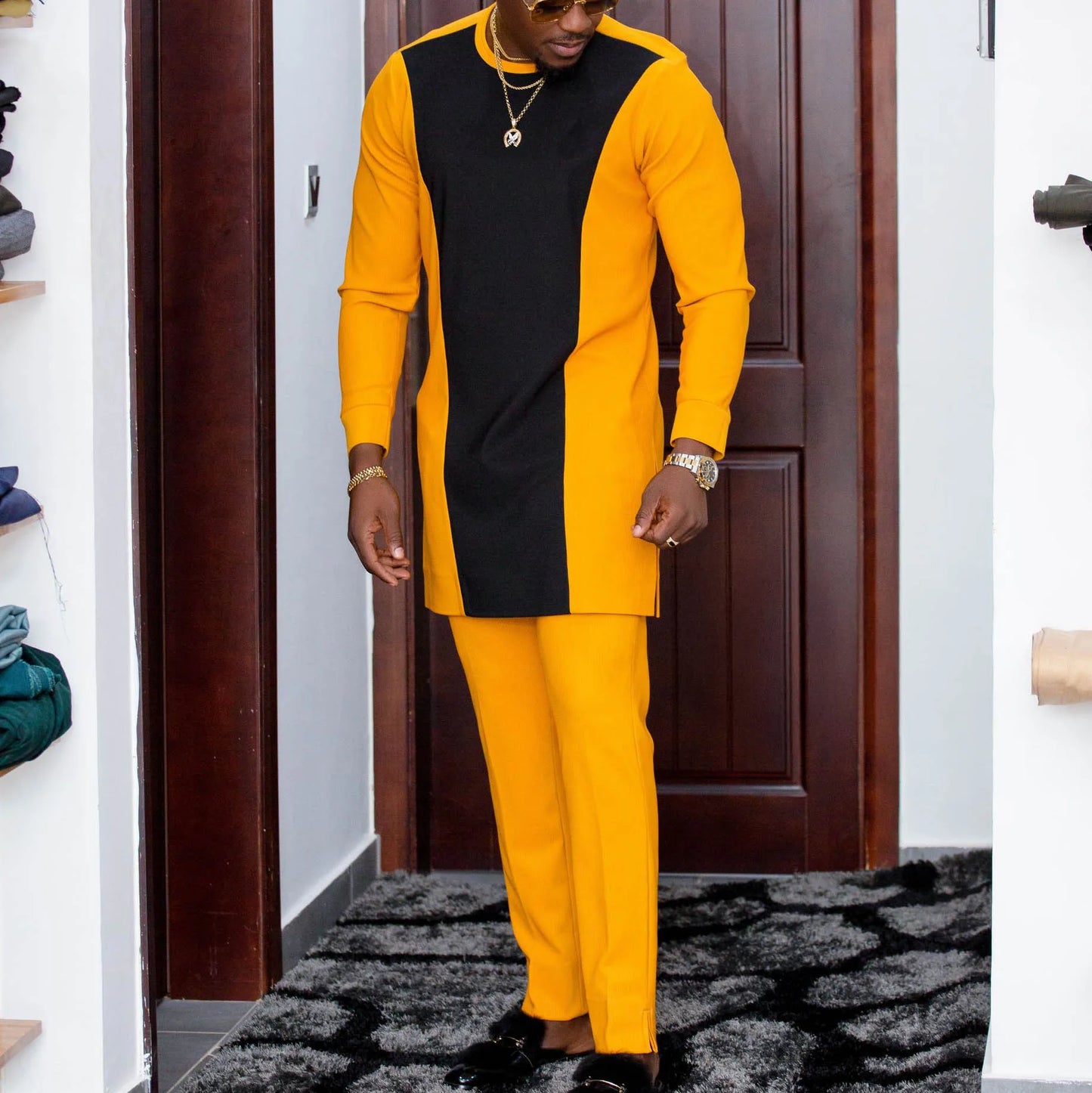 Tenue traditionnelle africaine pour homme – Ensemble Dashiki 2 pièces style ethnique, tunique et pantalon, kaftan de créateur