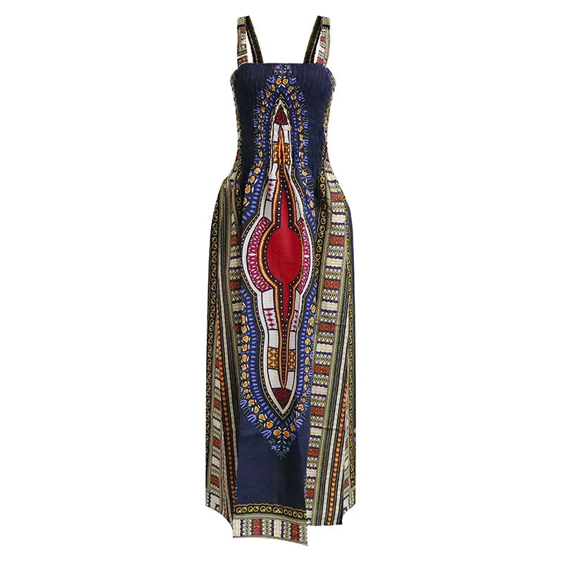 Robe africaine pour femme – Robe d’été Dashiki dos nu, décontractée et sexy, idéale pour la plage et les vacances