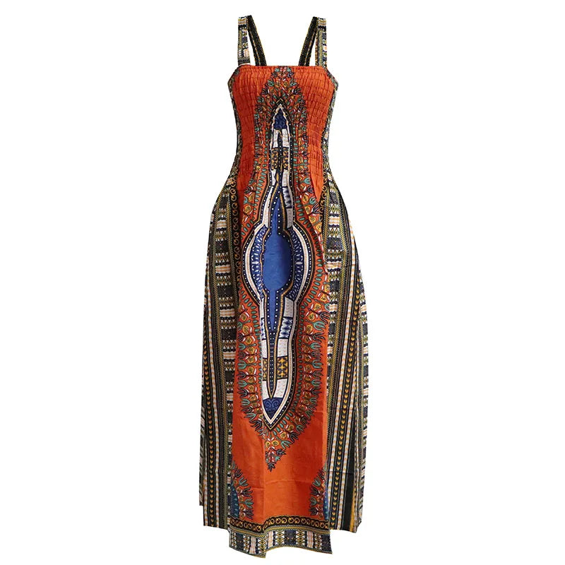 Robe africaine pour femme – Robe d’été Dashiki dos nu, décontractée et sexy, idéale pour la plage et les vacances