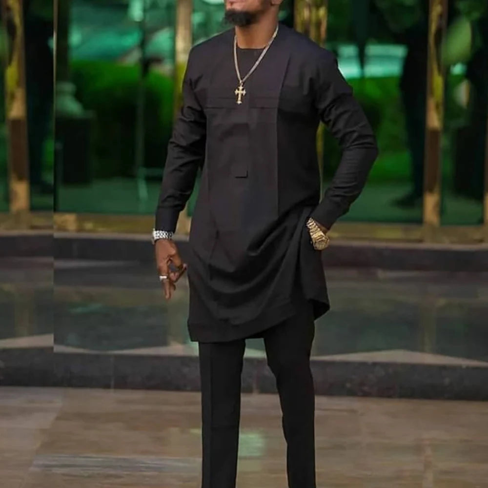 Tenue traditionnelle africaine pour homme – Ensemble Dashiki 2 pièces style ethnique, tunique et pantalon, kaftan de créateur
