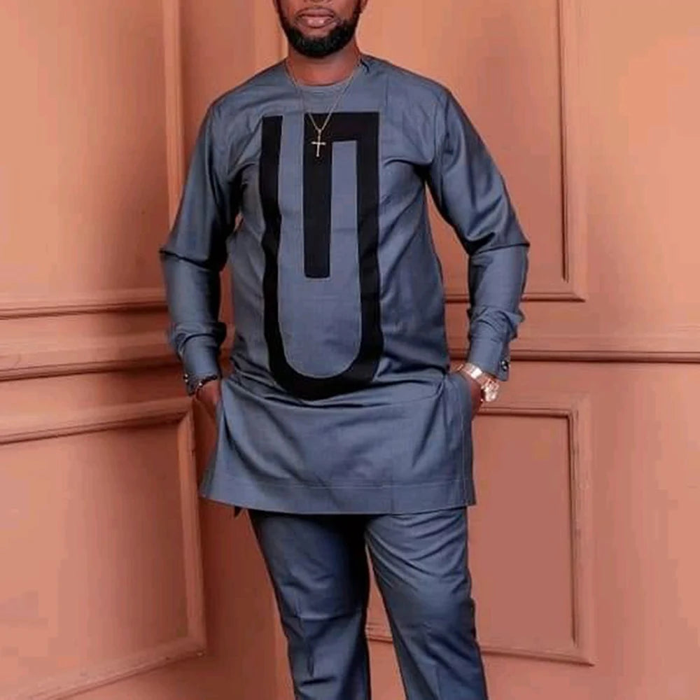 Tenue traditionnelle africaine pour homme – Ensemble Dashiki 2 pièces style ethnique, tunique et pantalon, kaftan de créateur