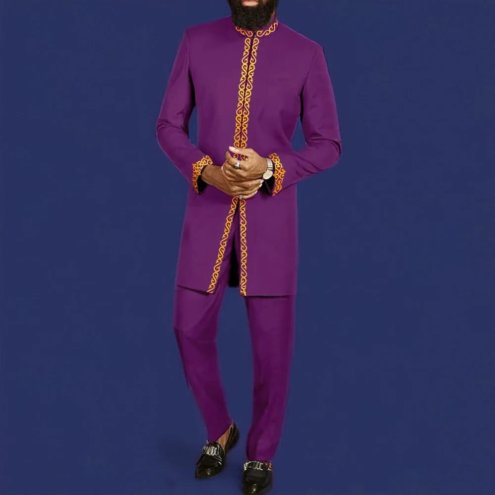 Tenue traditionnelle africaine pour homme – Ensemble Dashiki 2 pièces style ethnique, tunique et pantalon, kaftan de créateur
