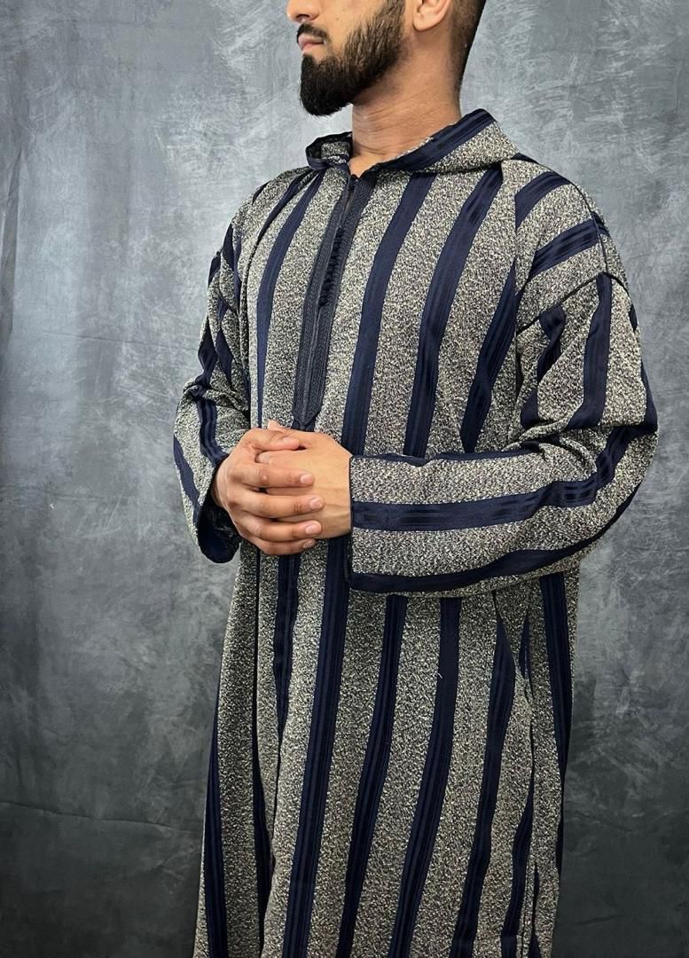 Jalaba (Habits traditionnels style marocain) Grise/noire