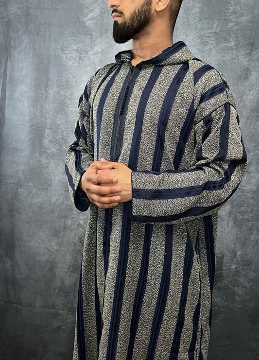 Jalaba (Habits traditionnels style marocain) Grise/noire
