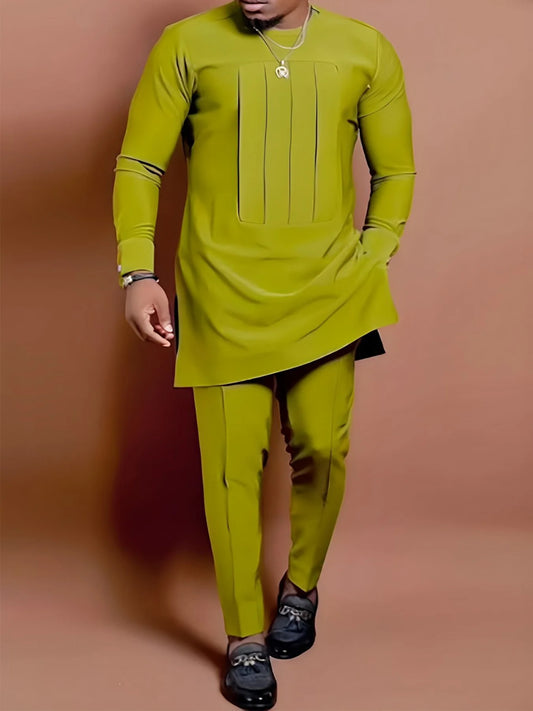 Ensemble traditionnel africain pour homme – Style Nigerian , tissu imprimé de haute qualité, chemise et pantalon grande taille, tenue de luxe 2 pièces