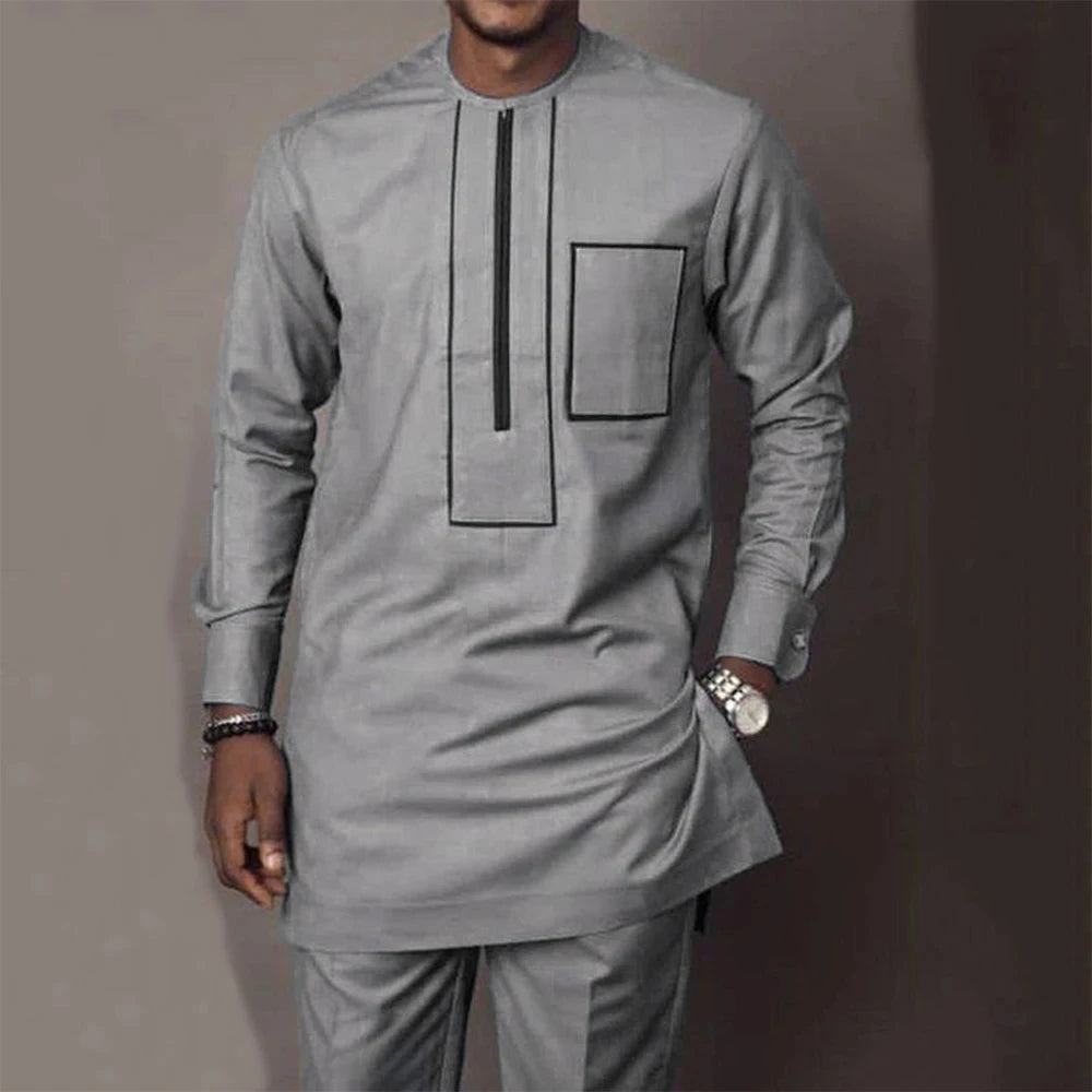 Tenue traditionnelle africaine pour homme – Ensemble Dashiki 2 pièces style ethnique, tunique et pantalon, kaftan de créateur