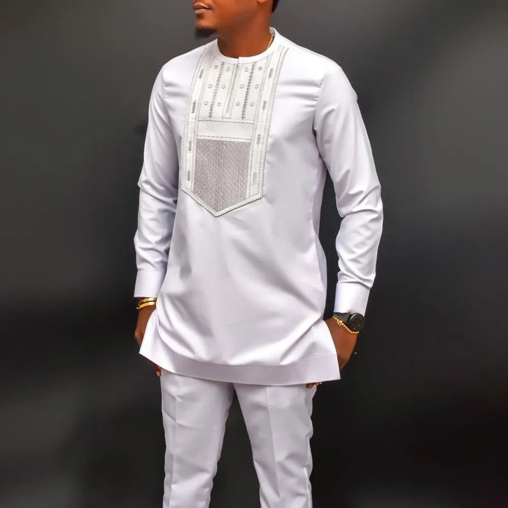 Tenue traditionnelle africaine pour homme – Ensemble Dashiki 2 pièces style ethnique, tunique et pantalon, kaftan de créateur