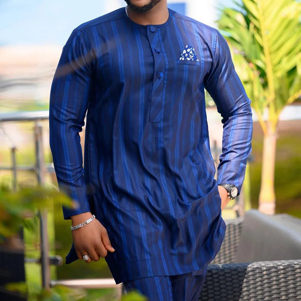 Tenue traditionnelle africaine pour homme – Ensemble Dashiki 2 pièces style ethnique, tunique et pantalon, kaftan de créateur