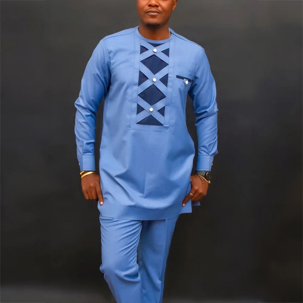Tenue traditionnelle africaine pour homme – Ensemble Dashiki 2 pièces style ethnique, tunique et pantalon, kaftan de créateur