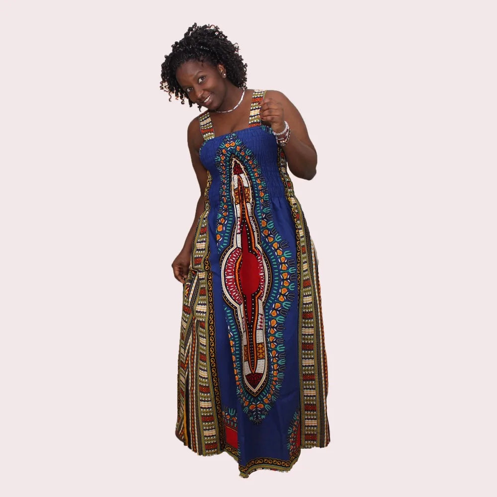 Robe africaine pour femme – Robe d’été Dashiki dos nu, décontractée et sexy, idéale pour la plage et les vacances