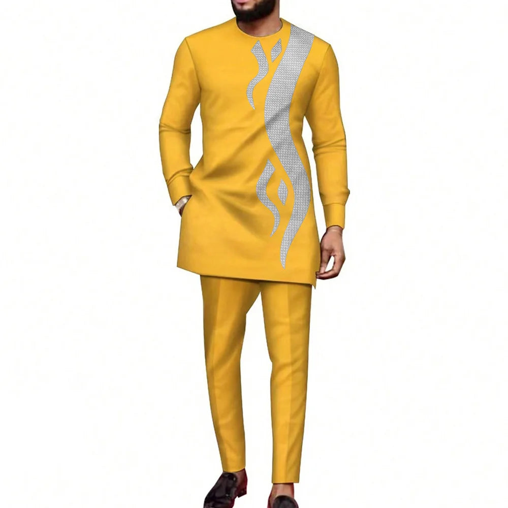 Tenue traditionnelle africaine pour homme – Ensemble Dashiki 2 pièces style ethnique, tunique et pantalon, kaftan de créateur