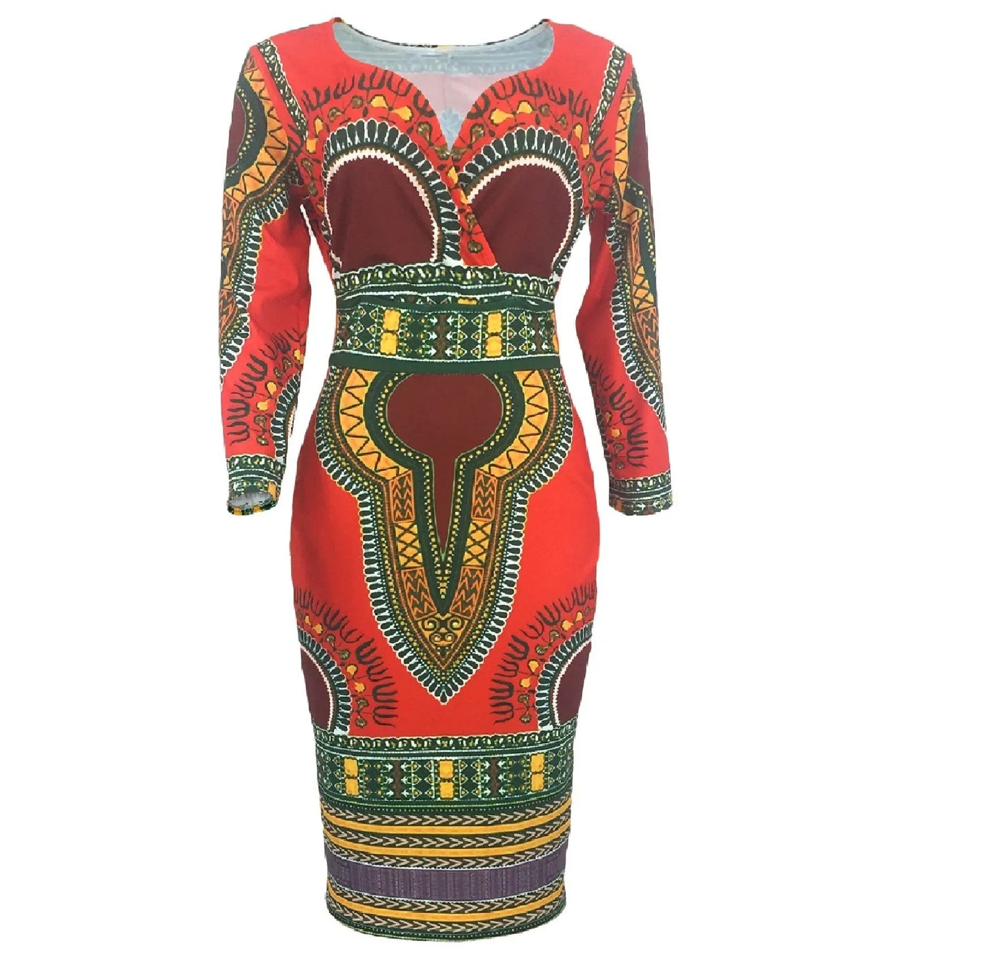 Robe longue pour femme, style ethnique africain – Imprimée, manches 3/4, tendance européenne et américaine