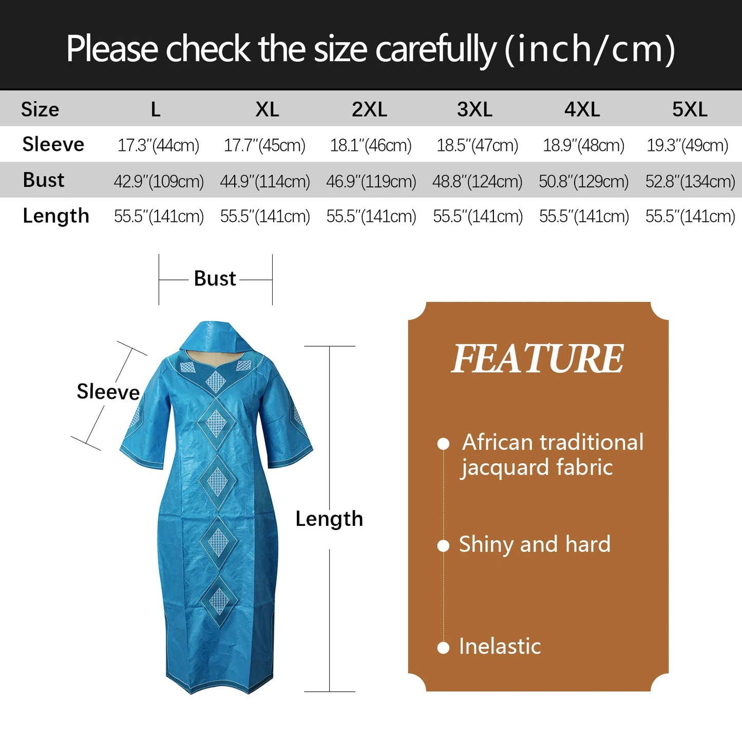 Robes africaines pour femme en bazin riche avec design brodé — robe longue