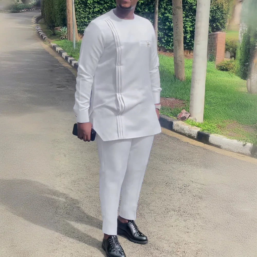 Tenue traditionnelle africaine pour homme – Ensemble Dashiki 2 pièces style ethnique, tunique et pantalon, kaftan de créateur