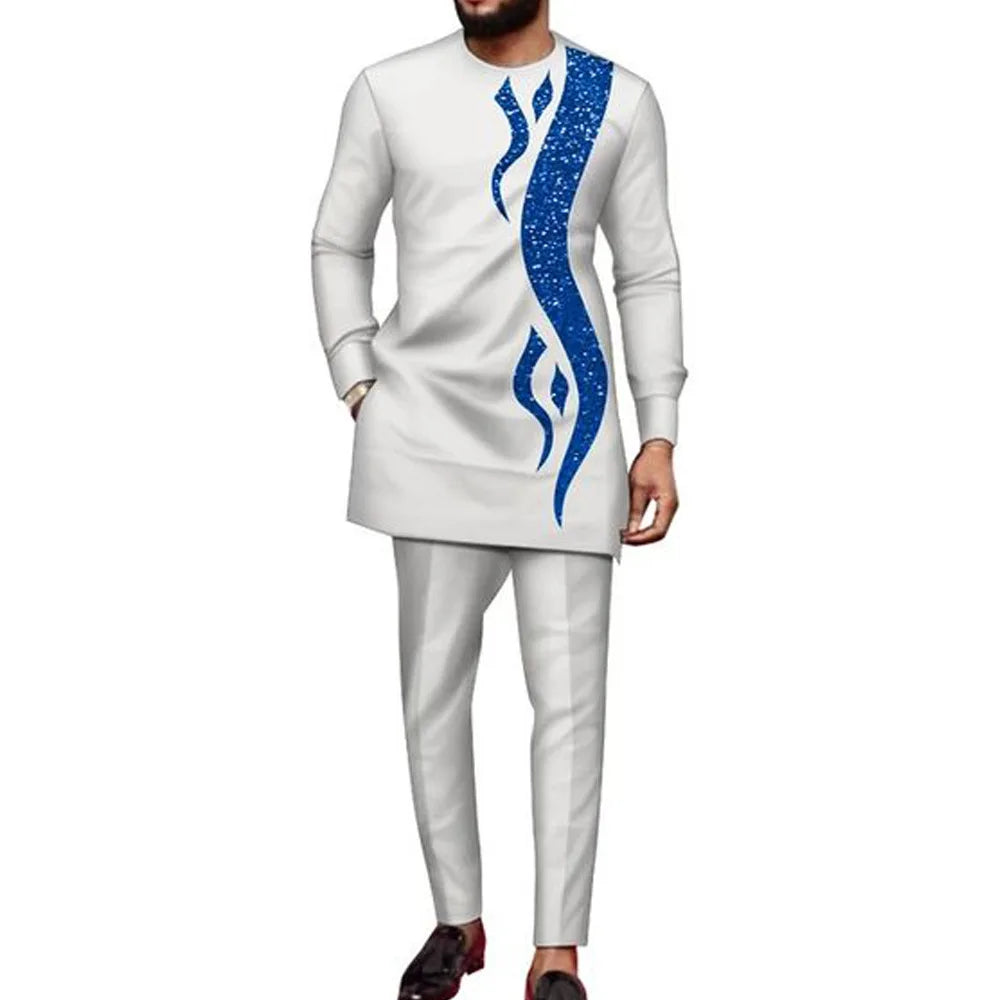 Tenue traditionnelle africaine pour homme – Ensemble Dashiki 2 pièces style ethnique, tunique et pantalon, kaftan de créateur