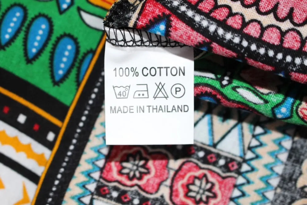 Imprimé coloré en 100 % coton, adapté aussi bien pour hommes que femmes (unisexe).