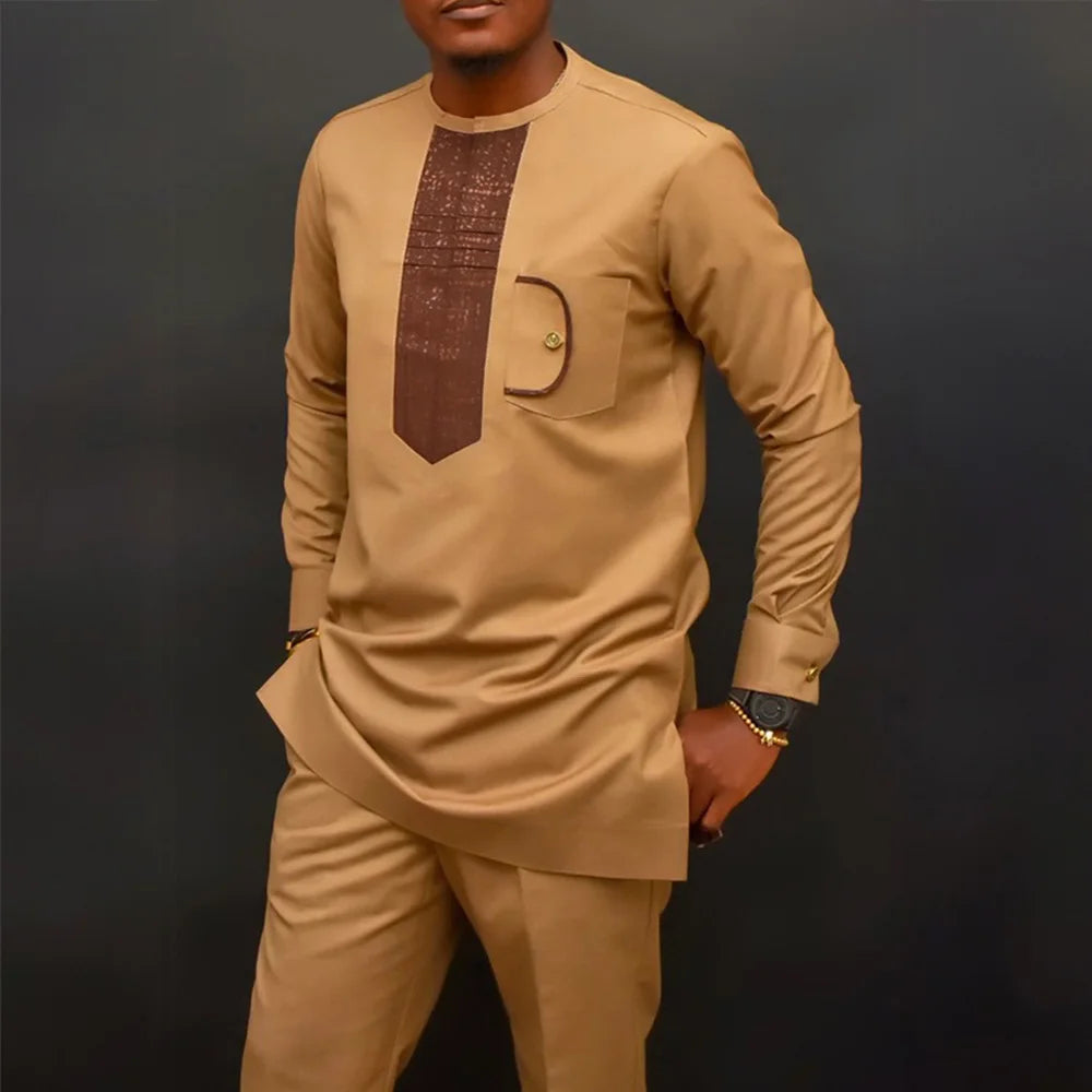 Tenue traditionnelle africaine pour homme – Ensemble Dashiki 2 pièces style ethnique, tunique et pantalon, kaftan de créateur